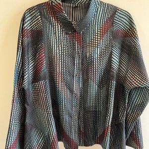 Babette SF Geometric Multi Color Print Long sleeve Snap Closure Blouse in  Small